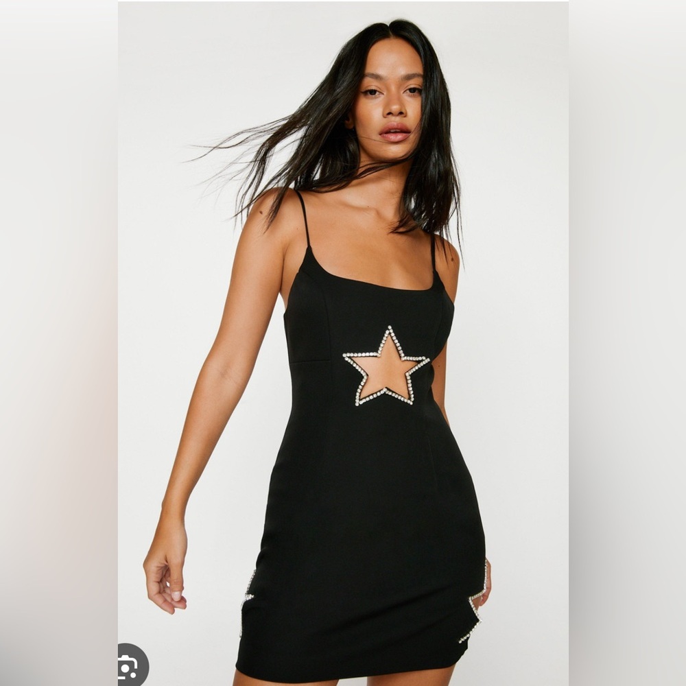 Nasty Gal Black Star Cutout Mini Dress